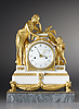 A very fine Louis XVI gilt bronze and white marble mantle clock of eight day duration signed on the white enamel dial Lepaute à Paris